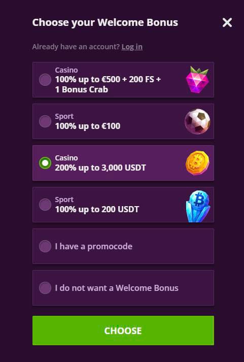 choose bonus for sign up malina casino