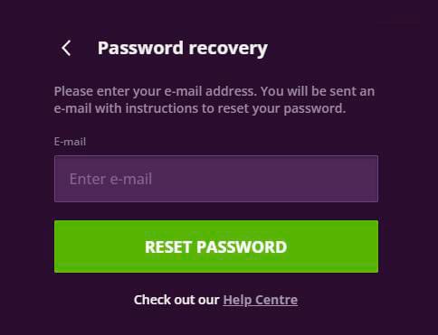 forgot password malina casino